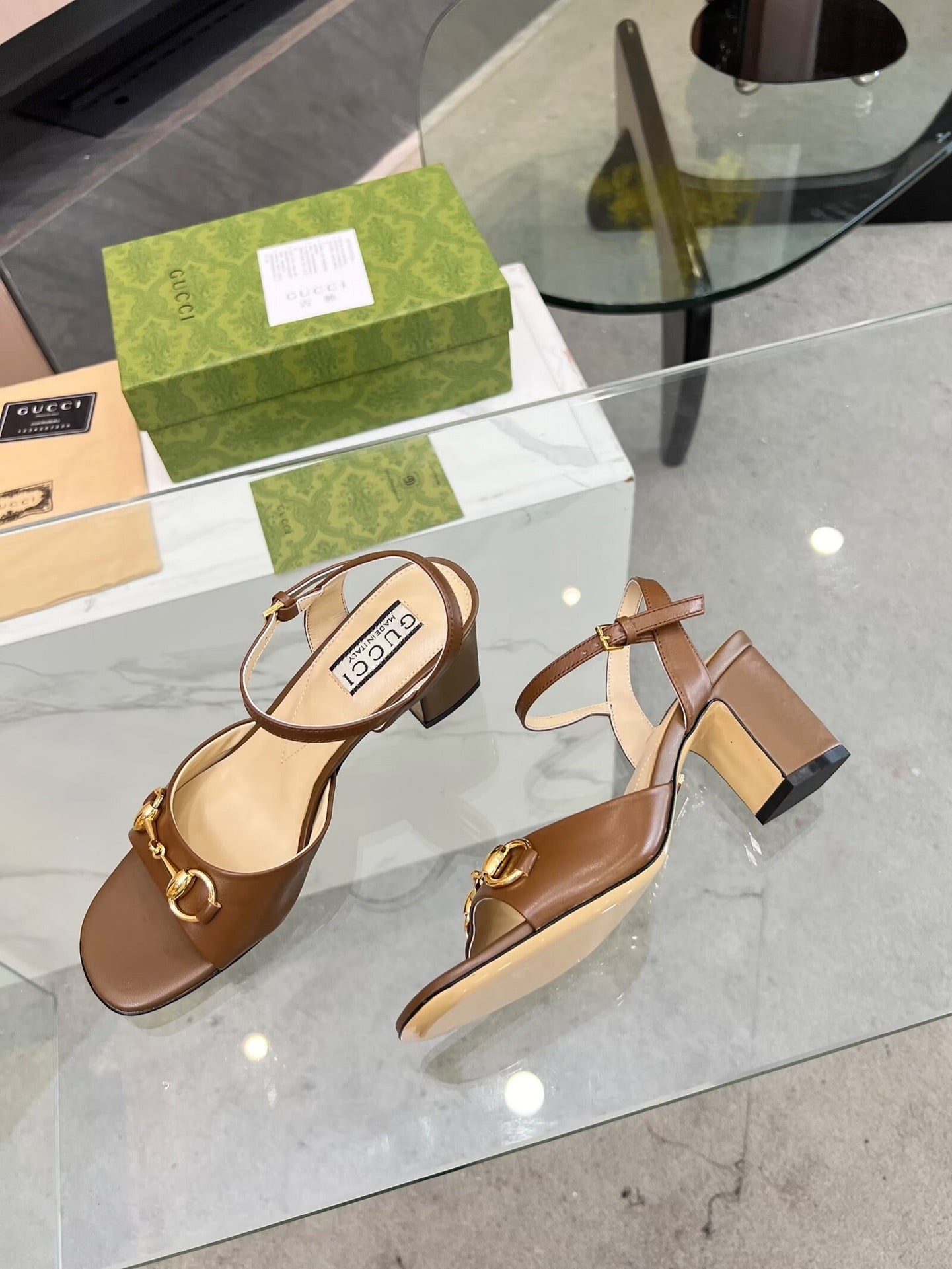 GG HIGH HEELS SANDALS 60 IN BROWN LAMBSKIN - 34