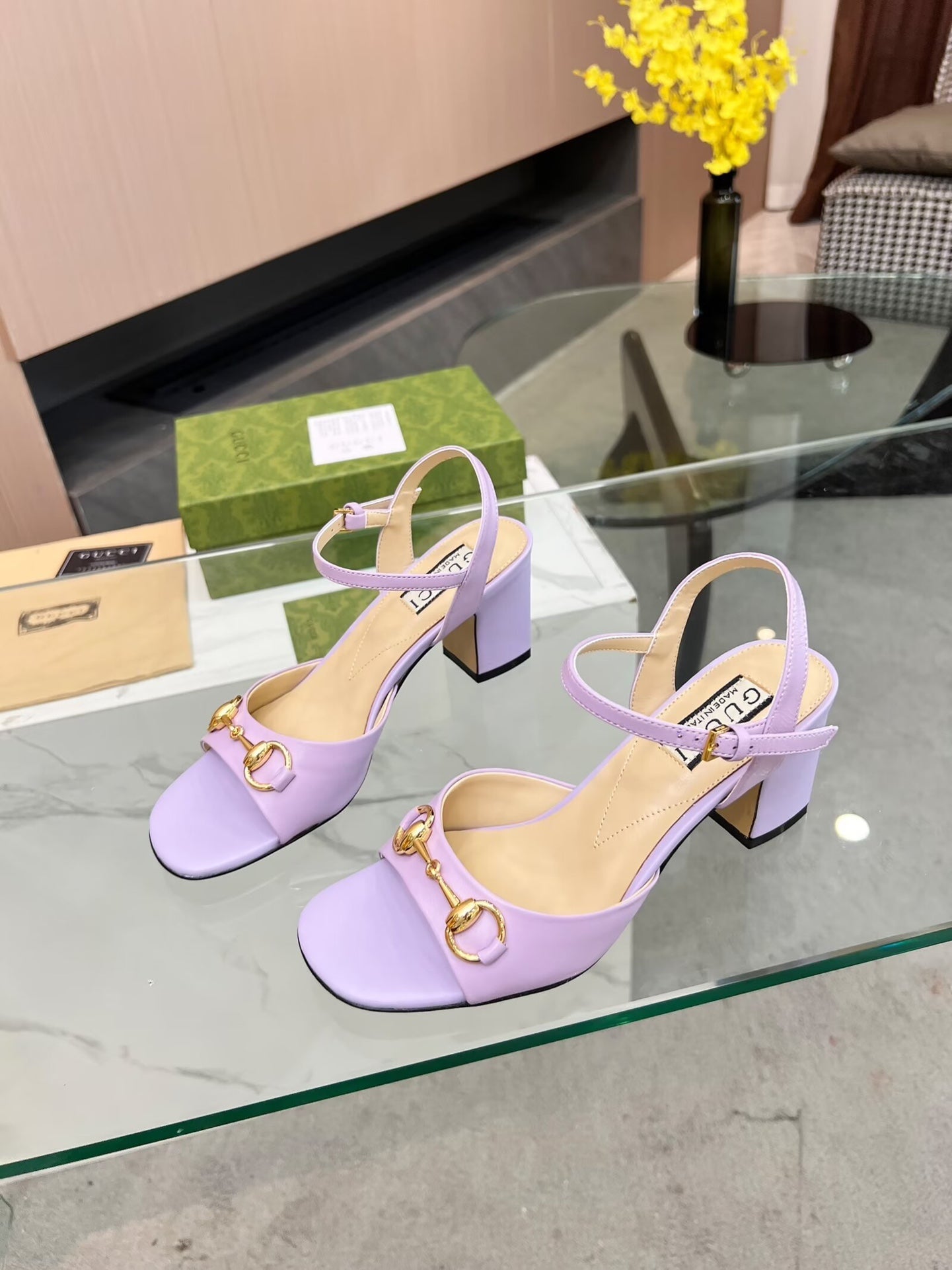 GG HIGH HEELS SANDALS 60 IN PURPLE LAMBSKIN - 34