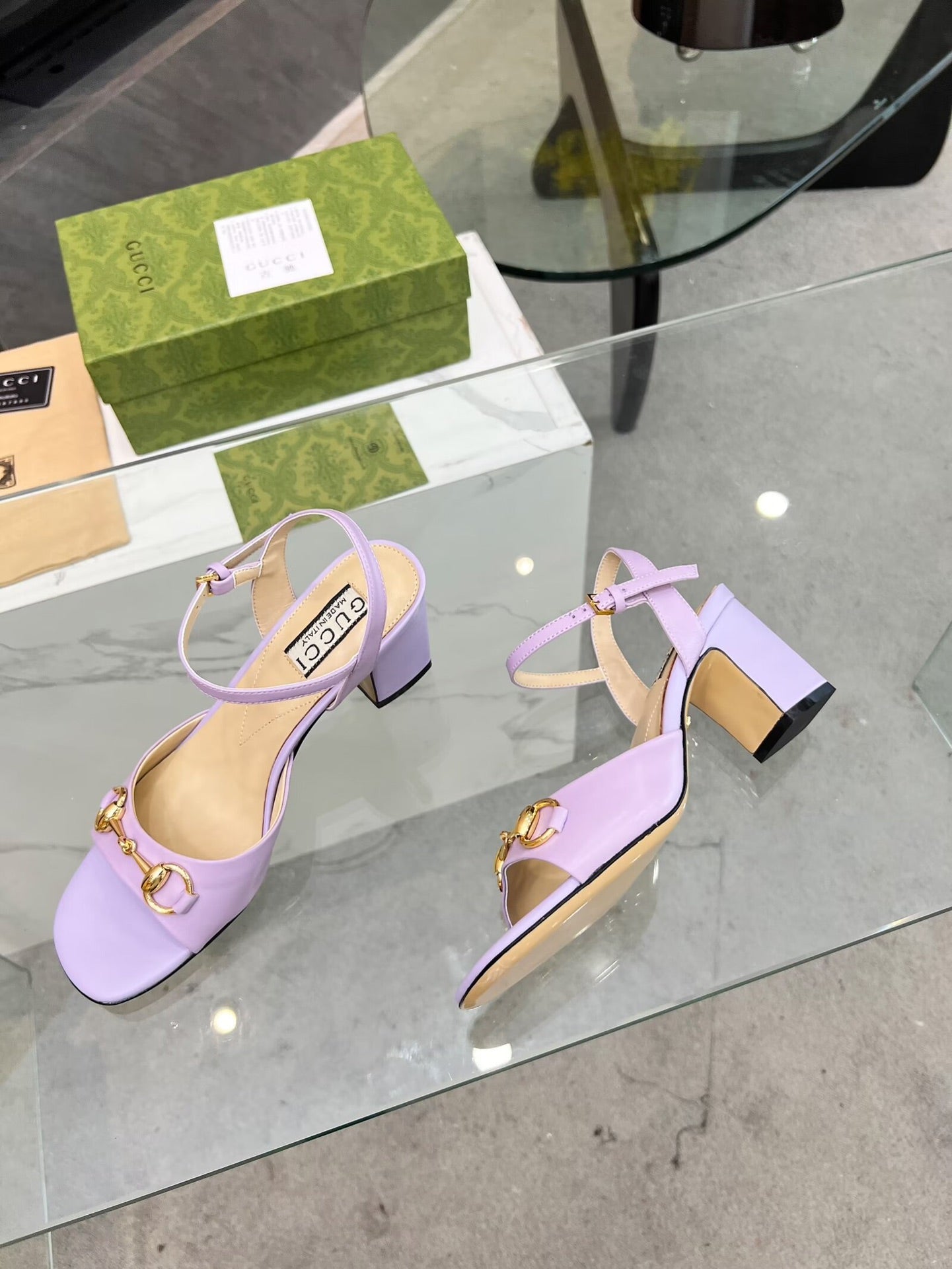 GG HIGH HEELS SANDALS 60 IN PURPLE LAMBSKIN - 34