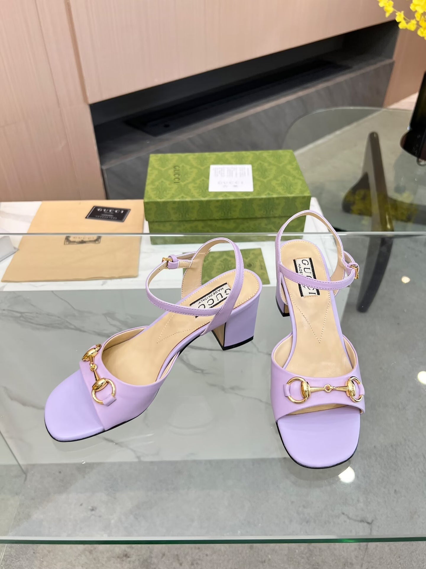 GG HIGH HEELS SANDALS 60 IN PURPLE LAMBSKIN - 34