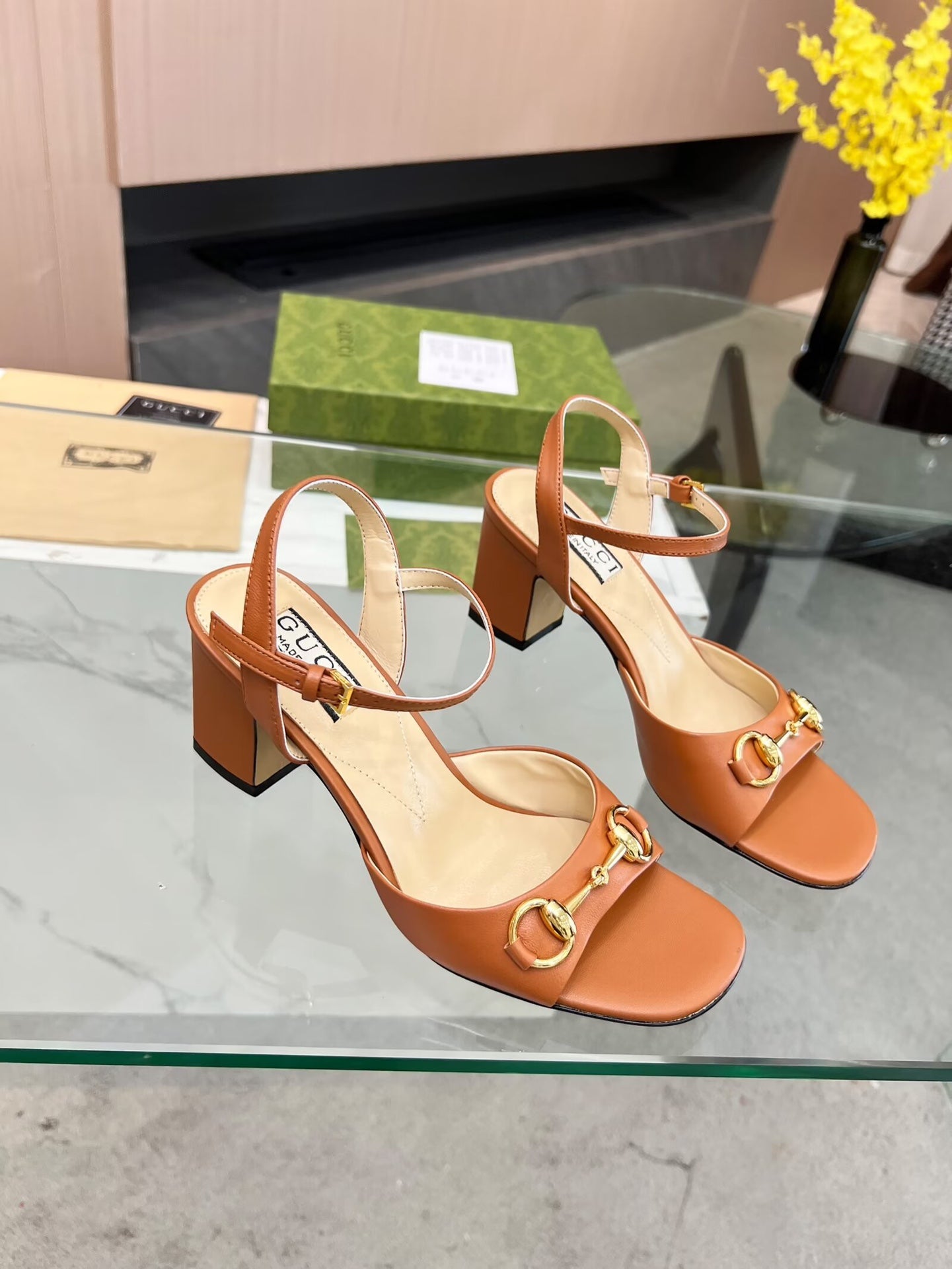 GG HIGH HEELS SANDALS 60 IN ORANGE LAMBSKIN - 34
