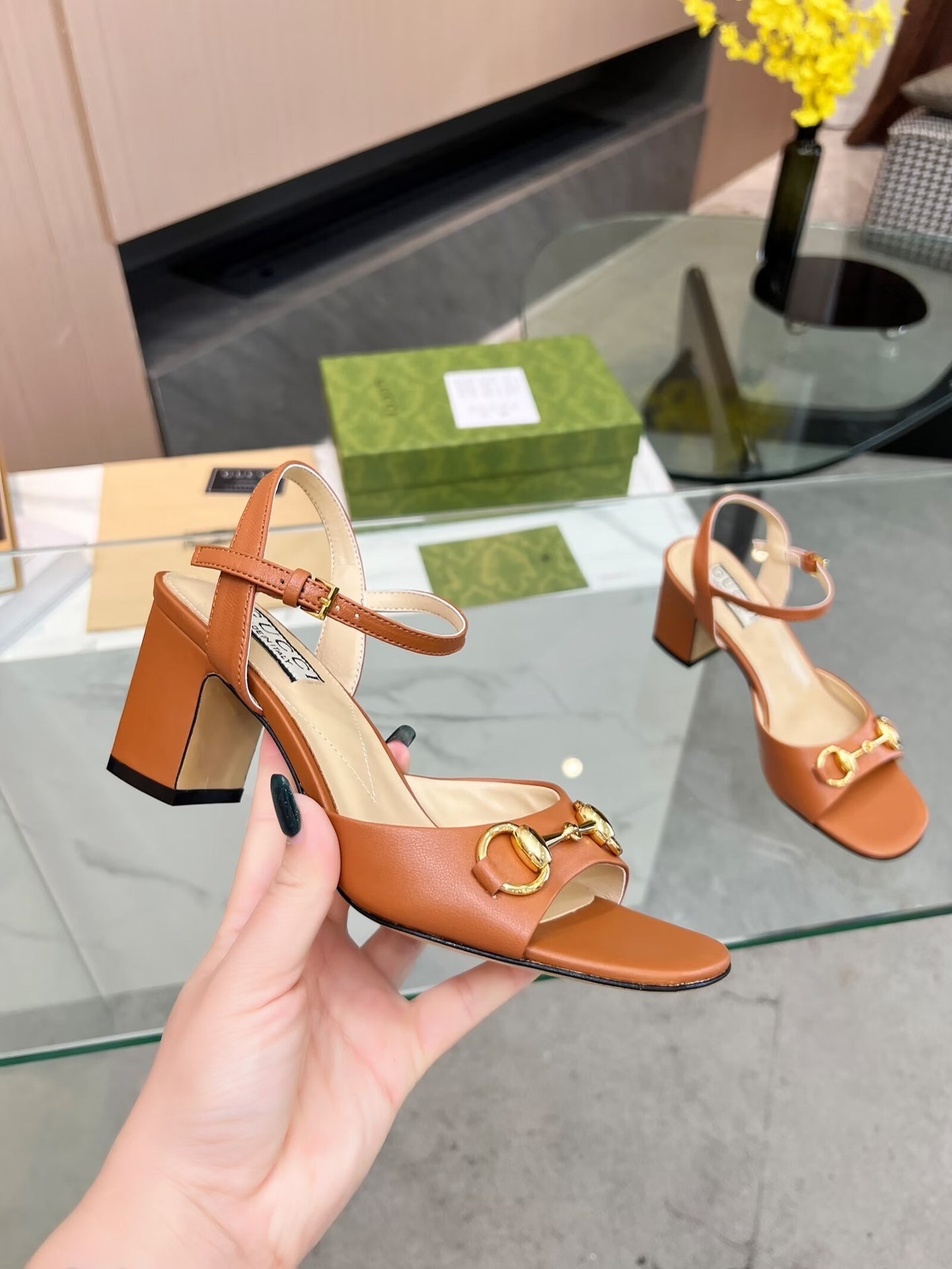 GG HIGH HEELS SANDALS 60 IN ORANGE LAMBSKIN - 34