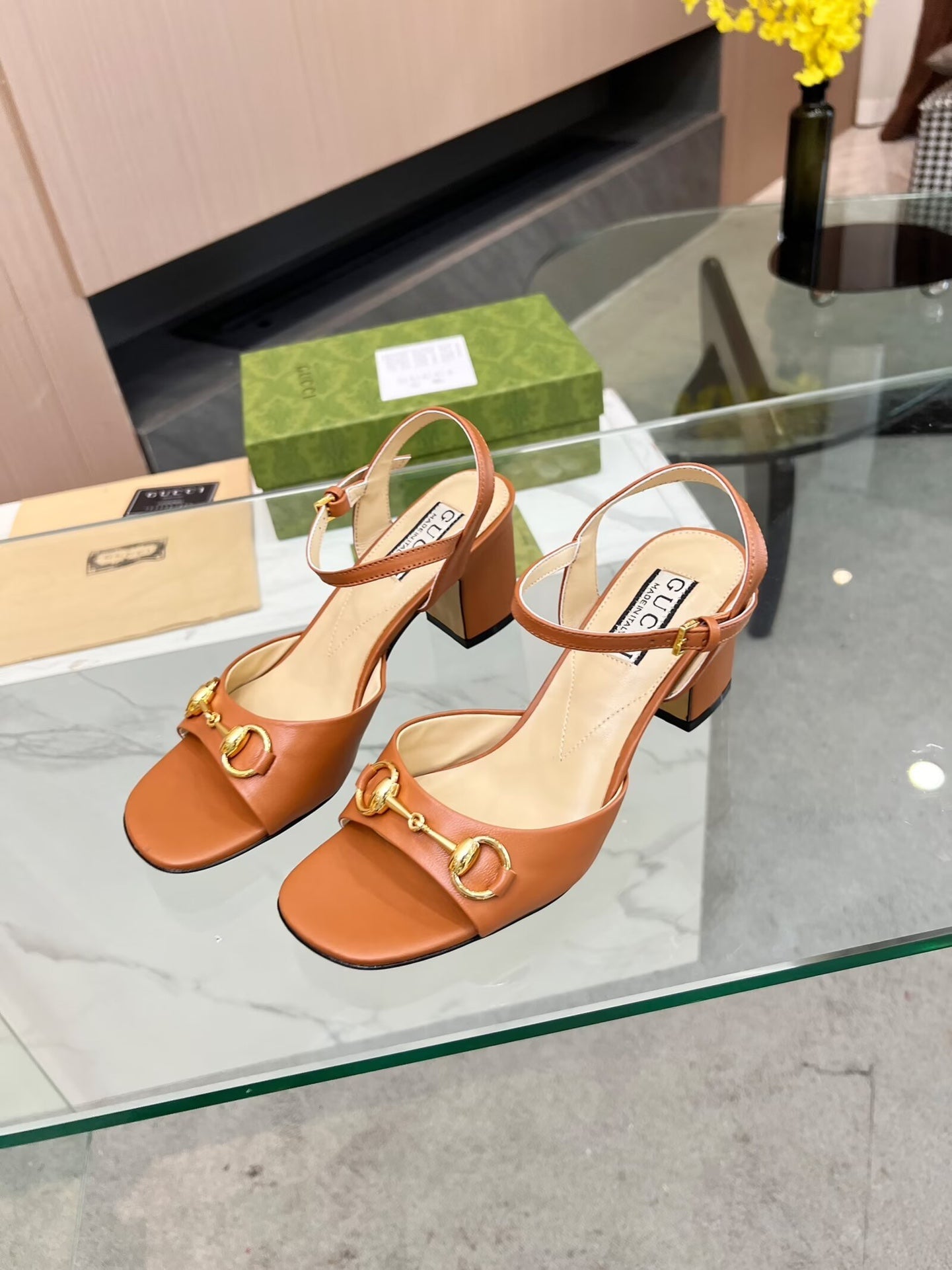GG HIGH HEELS SANDALS 60 IN ORANGE LAMBSKIN - 34