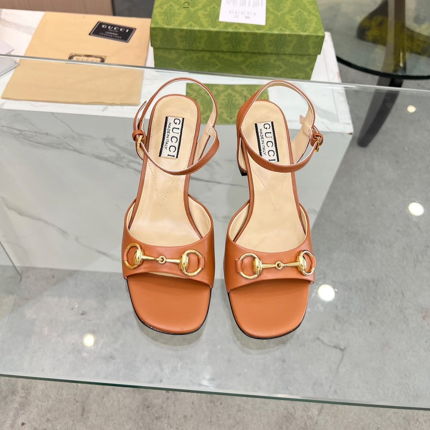 GG HIGH HEELS SANDALS 60 IN ORANGE LAMBSKIN - 34