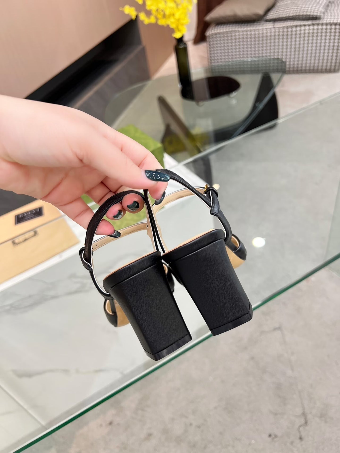 GG HIGH HEELS SANDALS 60 IN BLACK LAMBSKIN - 34