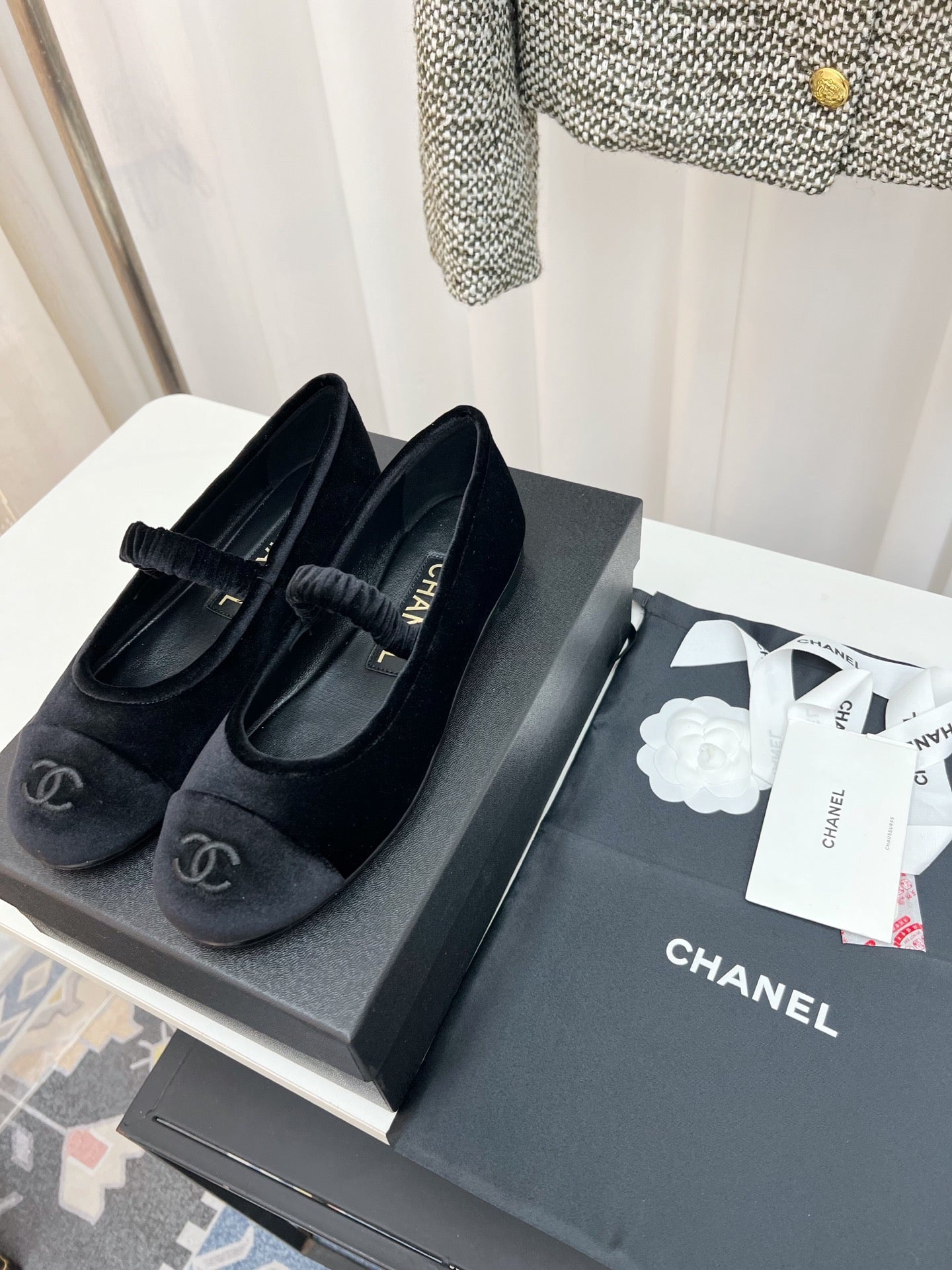 CC MARY JANE FLAT IN BLACK VELVET - 35