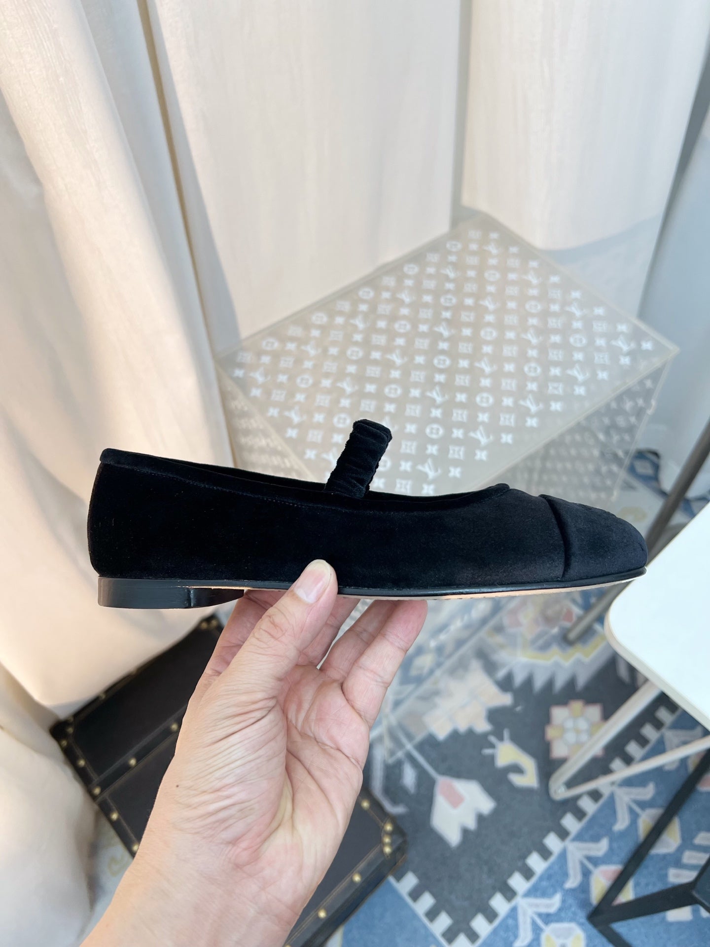 CC MARY JANE FLAT IN BLACK VELVET - 35