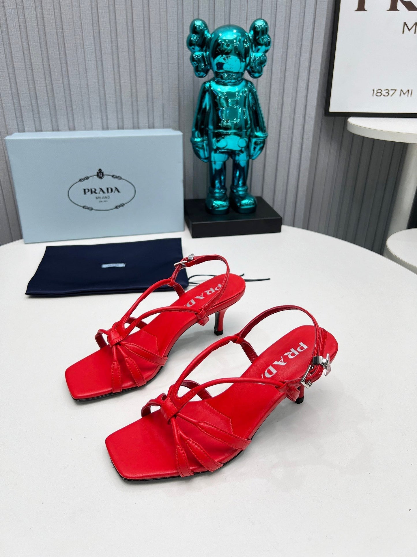 PRADA 26S STRAPPY SANDALS STILETTO HEEL 60MM IN DARK RED CALFSKIN
