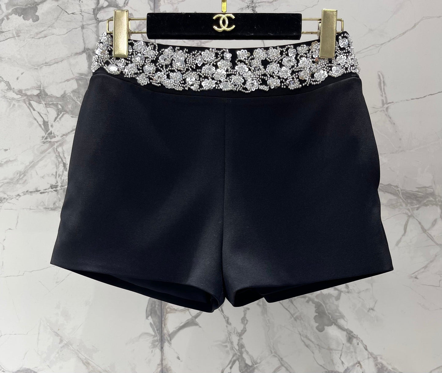 CHANEL 26S BEADED BODYCON SHORTS STYLE 1113