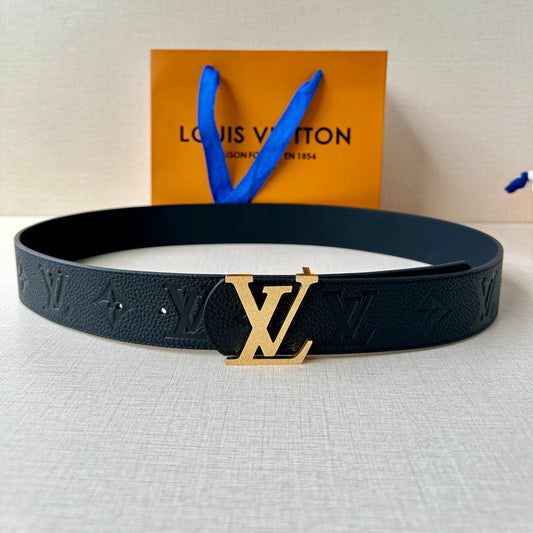 LV 25S BELT 40 MM IN BLACK CALFSKIN WITH GOLD HARDWARE 593267 - 26-28
