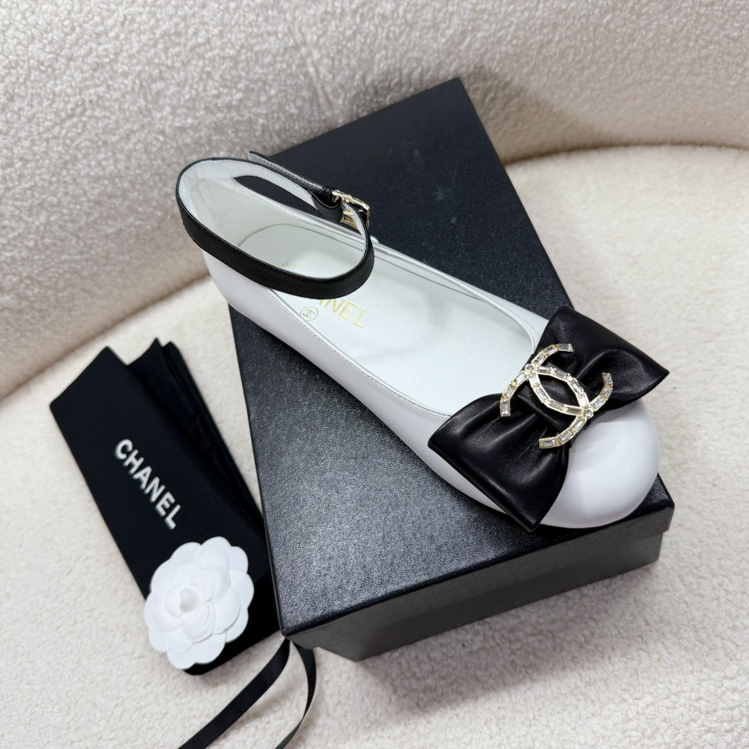 MARY JANE SHOES IN BLACK MIX WHITE LAMBSKIN - 35
