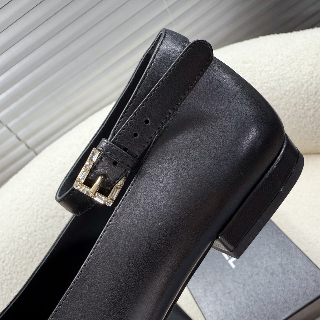 MARY JANE BOW SHOES IN BLACK LAMBSKIN - 35