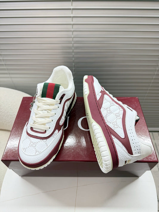 GUCCI 26S КРОСІВКИ MAC80 З БІЛОЇ ТА ЧЕРВОНОЇ ШКІРИ