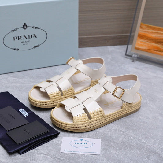 БОСОНІЖКИ-ЕСПАДРИЛЬЇ PRADA 26S З БІЛОЇ ТЕЛЯЧОЇ ШКІРИ