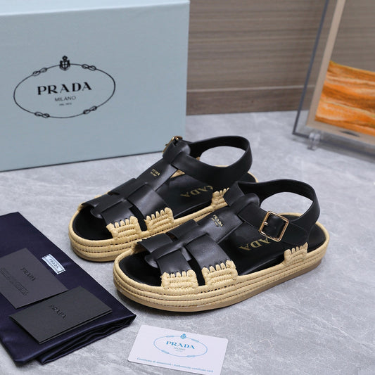 БОСОНІЖКИ-ЕСПАДРИЛЬЇ PRADA 26S З ЧОРНОЇ ТЕЛЯЧОЇ ШКІРИ