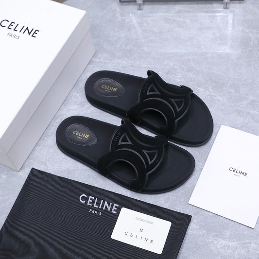 CELINE 26S ШЛЬОПАНЦІ TRIOMPHE З ЧОРНОЇ ЗАМШІ