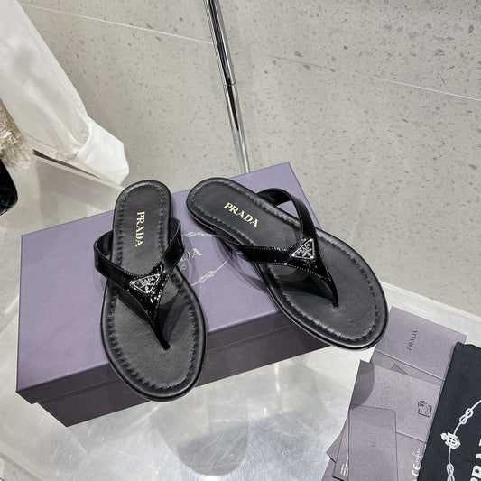 PRA PATENT LEATHER THONG SLIPPER BLACK - 35