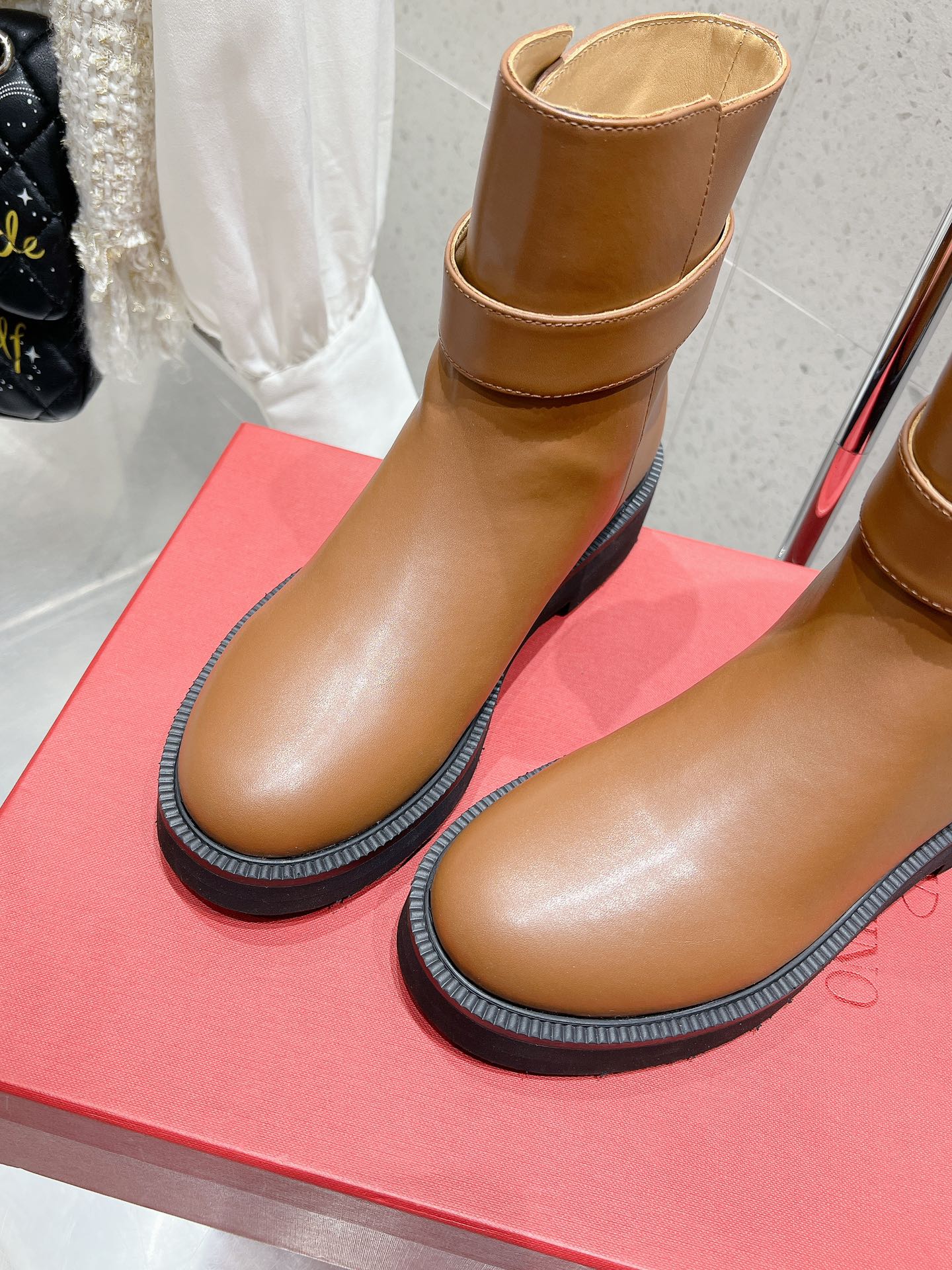VLOGO SIGNATURE COPPER BROWN CALFSKIN ANKLE BOOT 30MM - 35