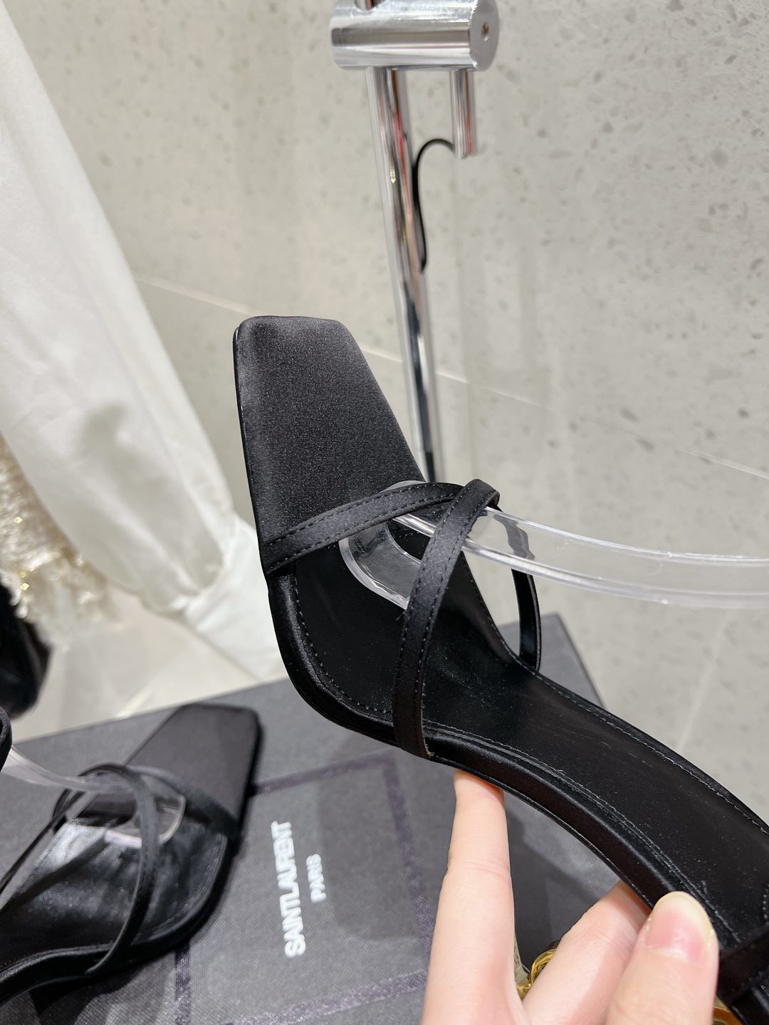 HIGH-HEEL 85 MM SANDAL MULE IN BLACK SILK - 35