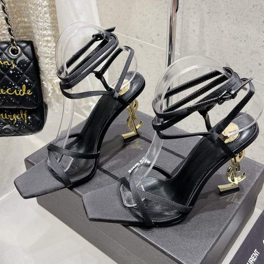 HIGH-HEEL 85 MM SANDAL MULE IN BLACK SILK - 35