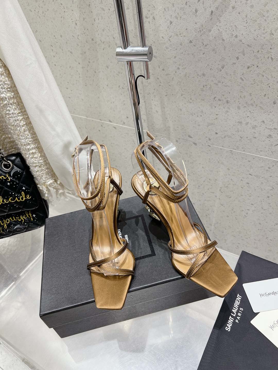 HIGH-HEEL 85 MM SANDAL MULE IN METALLIC GOLD SILK - 35