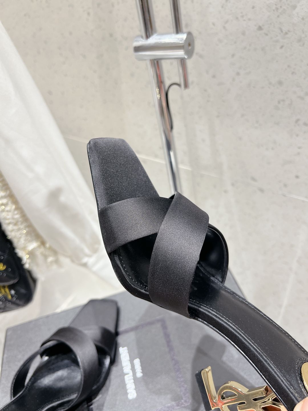 OPYUM HIGH MULES 85 MM IN BLACK SATIN CREPE - 35