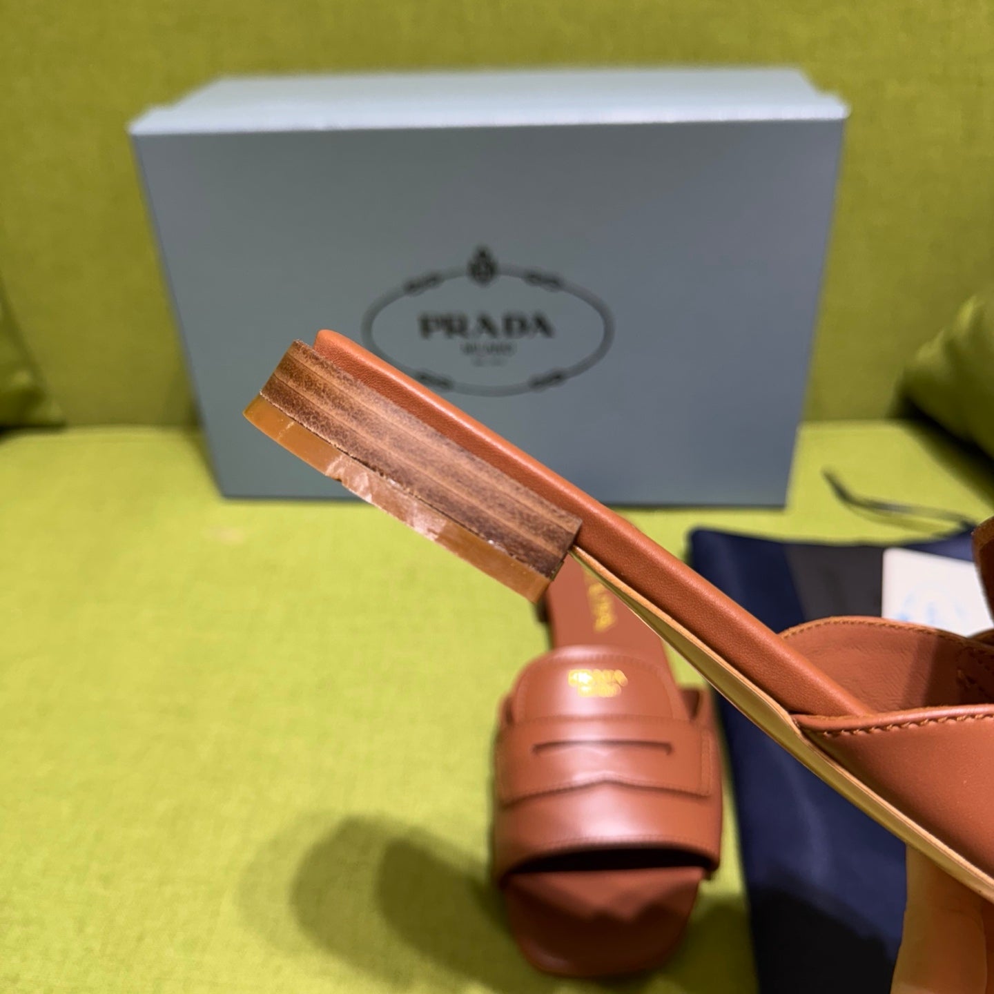 PRADA 25S SLIDES IN BROWN CALFSKIN - 35