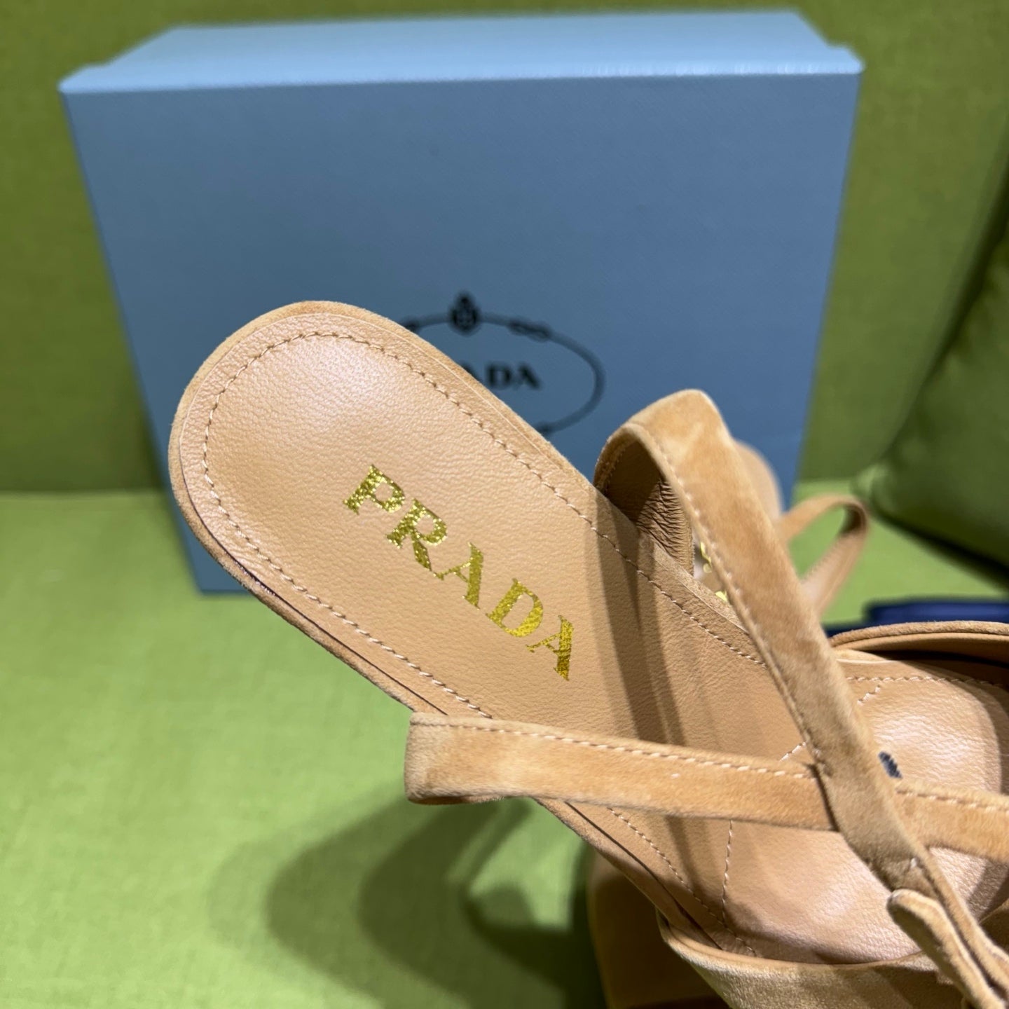 PRADA 25S HIGH-HEEL SANDALS 140 MM IN CARAMEL BROWN SUEDE STYLE 6 - 35
