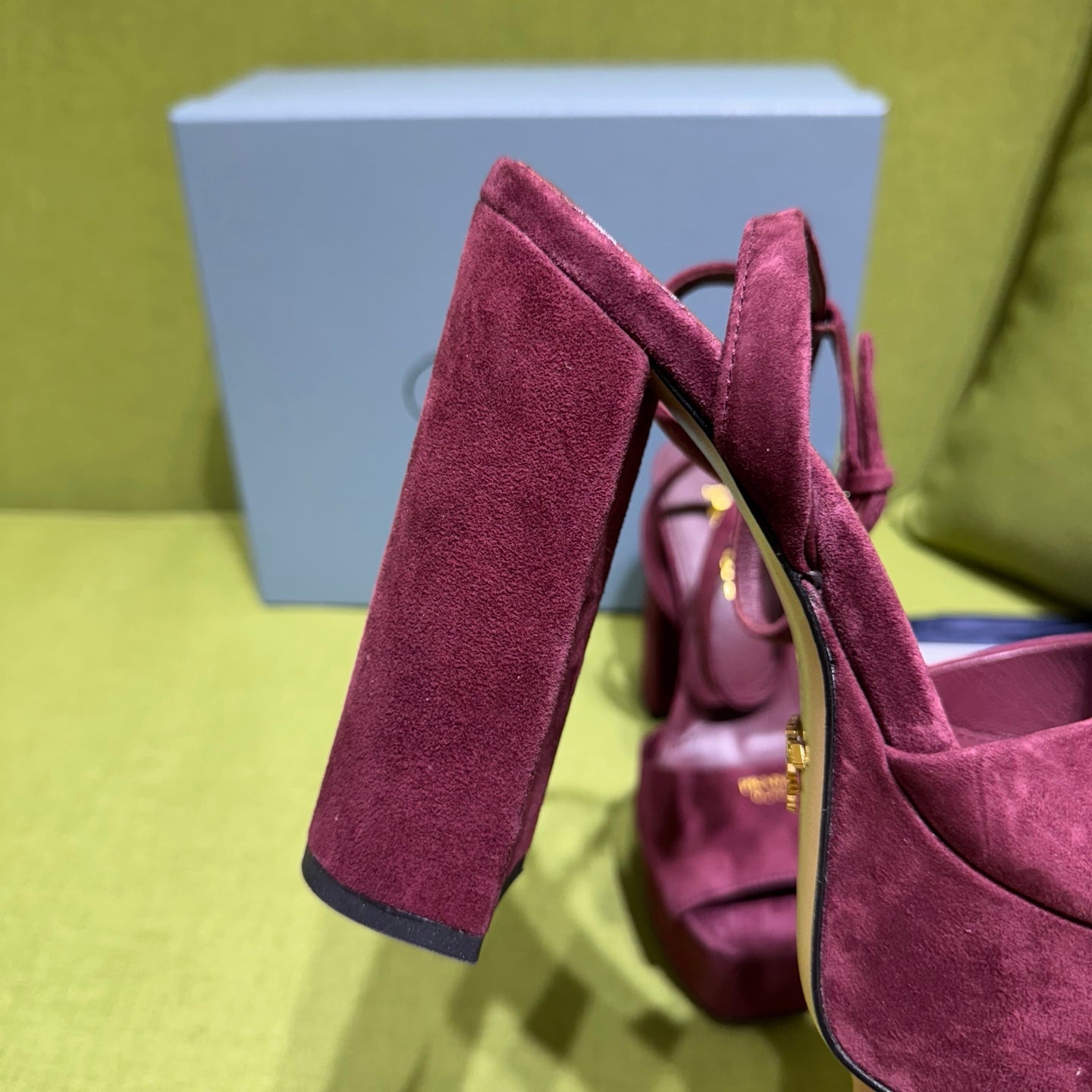 PRADA 25S HIGH-HEEL SANDALS 140 MM IN DEEP WINE RED SUEDE STYLE 5 - 35
