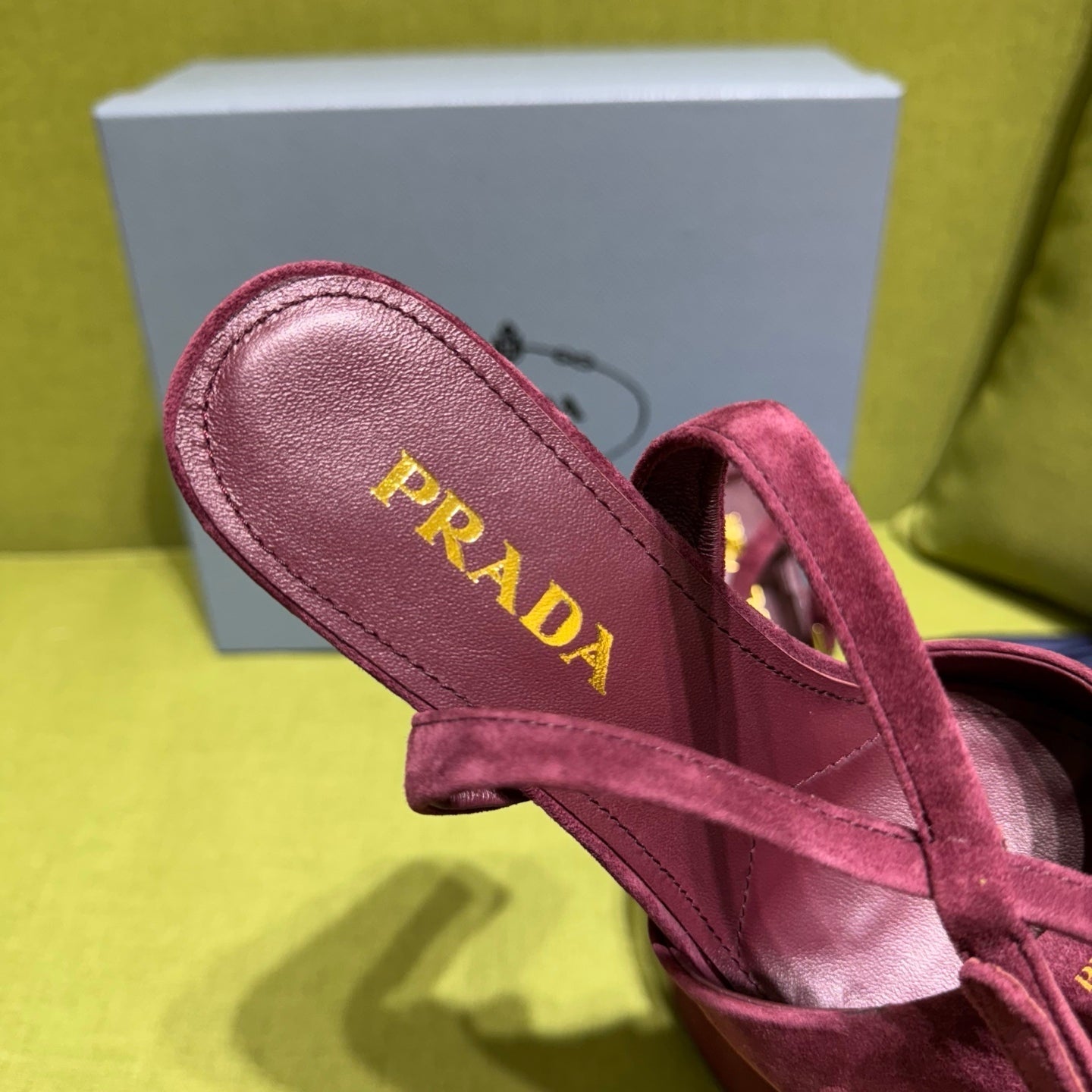 PRADA 25S HIGH-HEEL SANDALS 140 MM IN DEEP WINE RED SUEDE STYLE 5 - 35