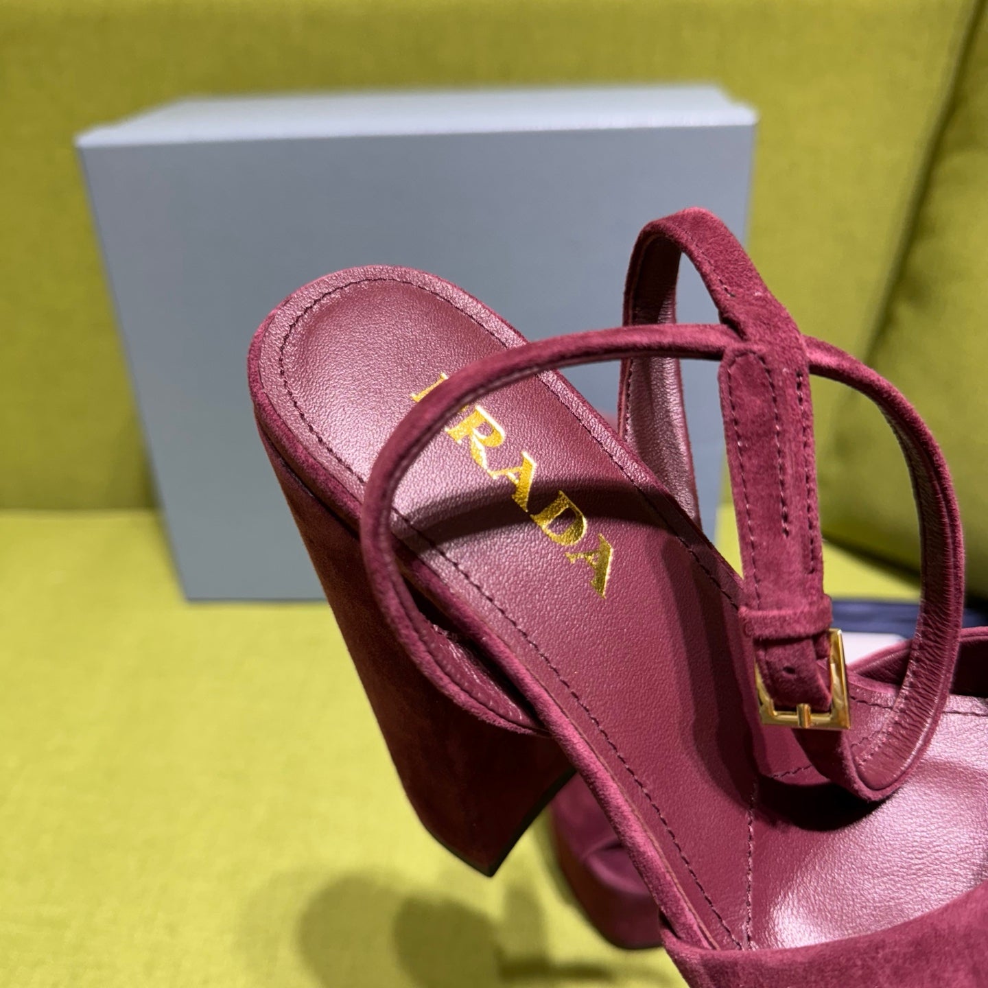 PRADA 25S HIGH-HEEL SANDALS 140 MM IN DEEP WINE RED SUEDE STYLE 3 - 35
