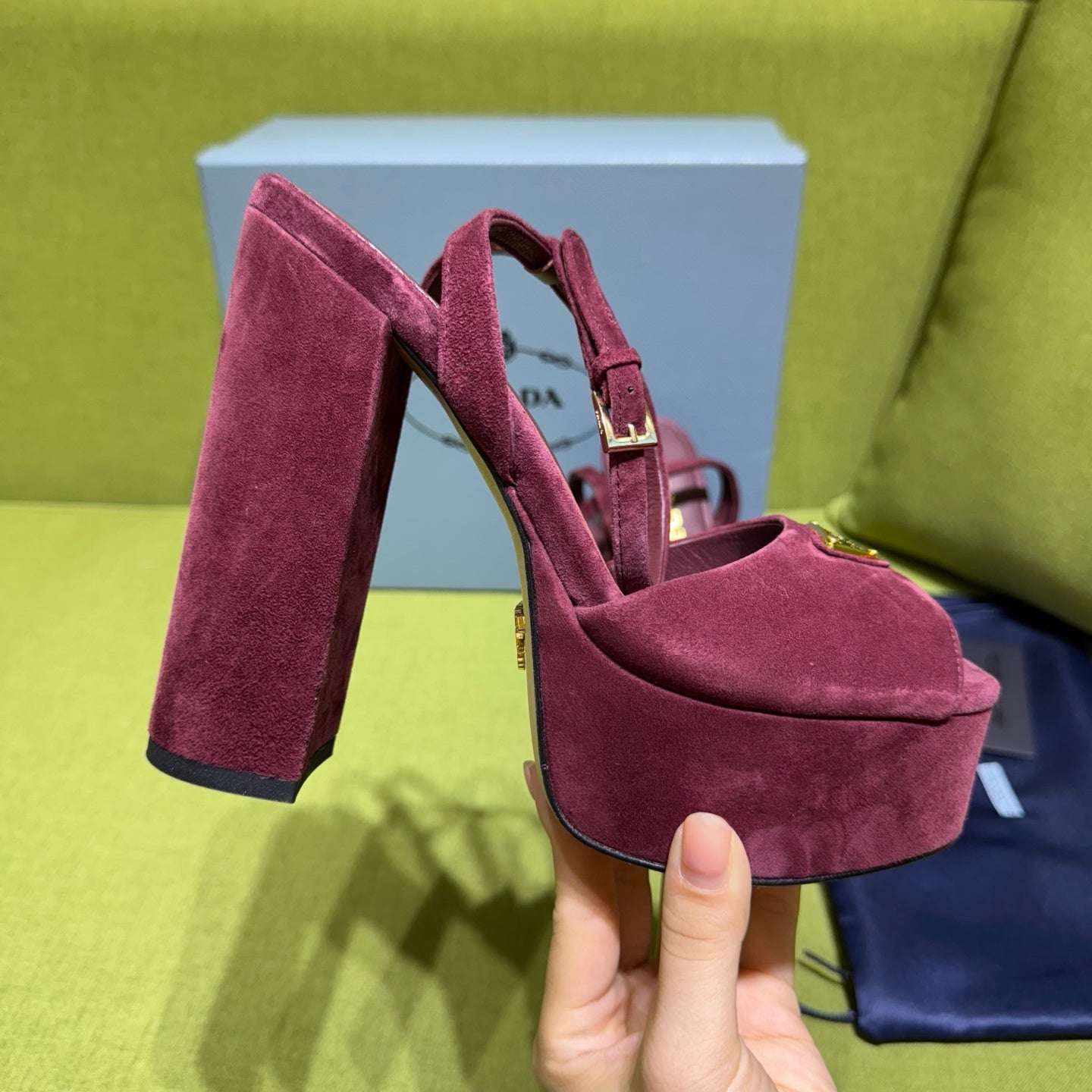 PRADA 25S HIGH-HEEL SANDALS 140 MM IN DEEP WINE RED SUEDE STYLE 3 - 35