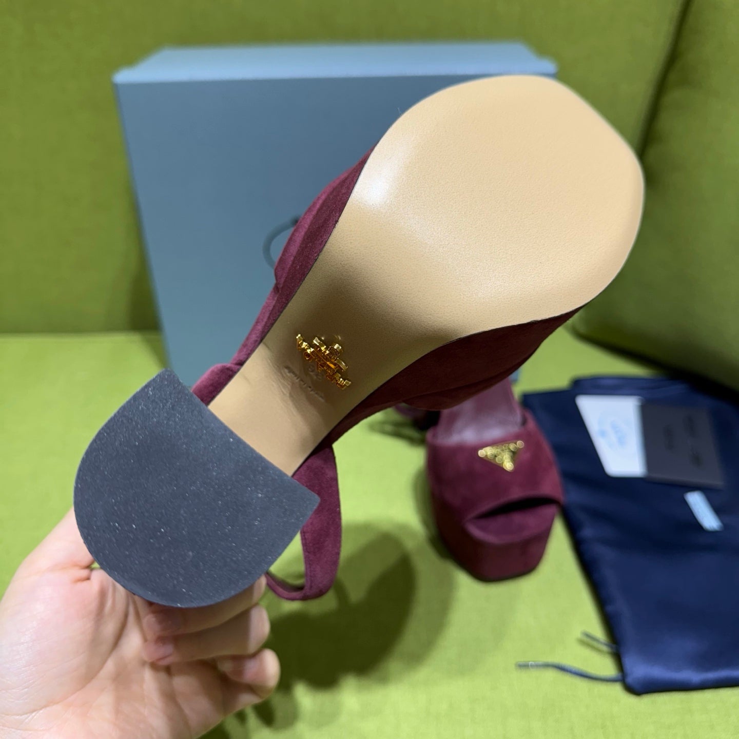 PRADA 25S HIGH-HEEL SANDALS 140 MM IN DEEP WINE RED SUEDE STYLE 3 - 35