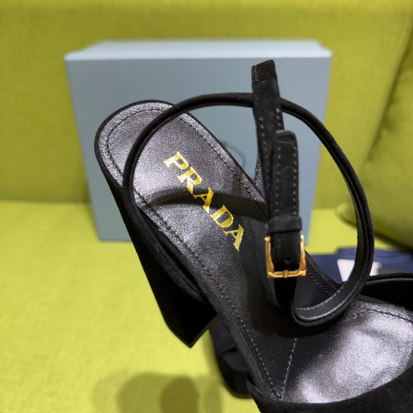 PRADA 25S HIGH-HEEL SANDALS 140 MM IN BLACK SUEDE STYLE 4 - 35