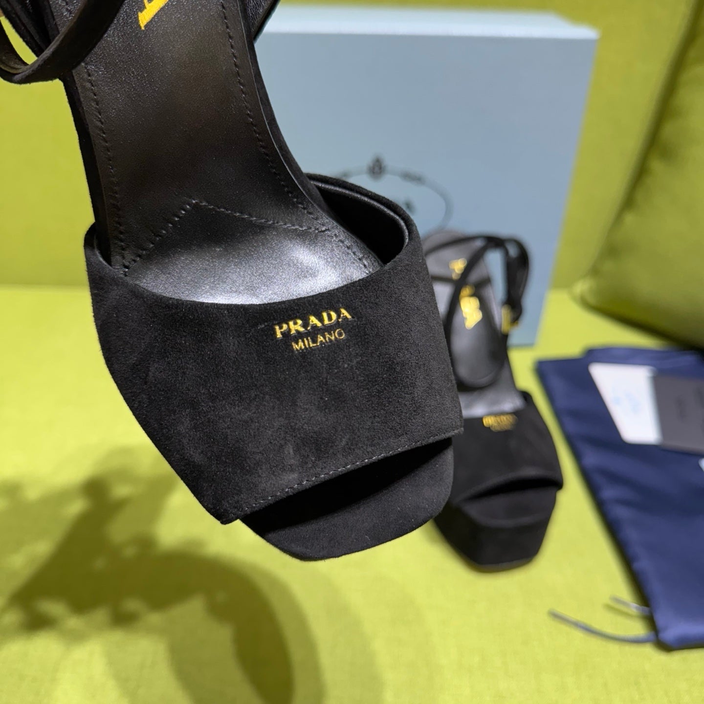 PRADA 25S HIGH-HEEL SANDALS 140 MM IN BLACK SUEDE STYLE 4 - 35
