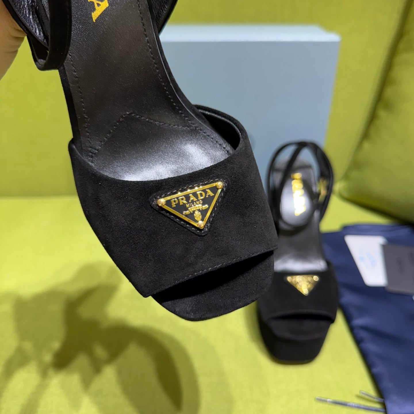 PRADA 25S HIGH-HEEL SANDALS 140 MM IN BLACK SUEDE STYLE 1 - 35
