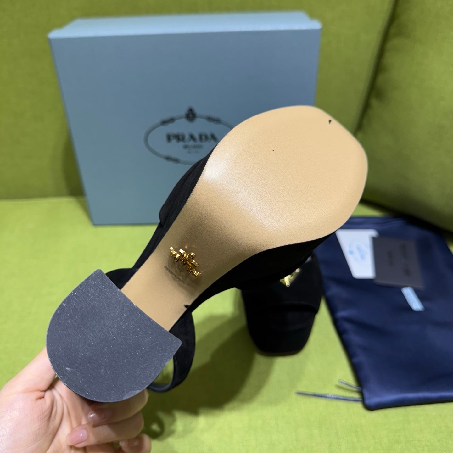 PRADA 25S HIGH-HEEL SANDALS 140 MM IN BLACK SUEDE STYLE 1 - 35