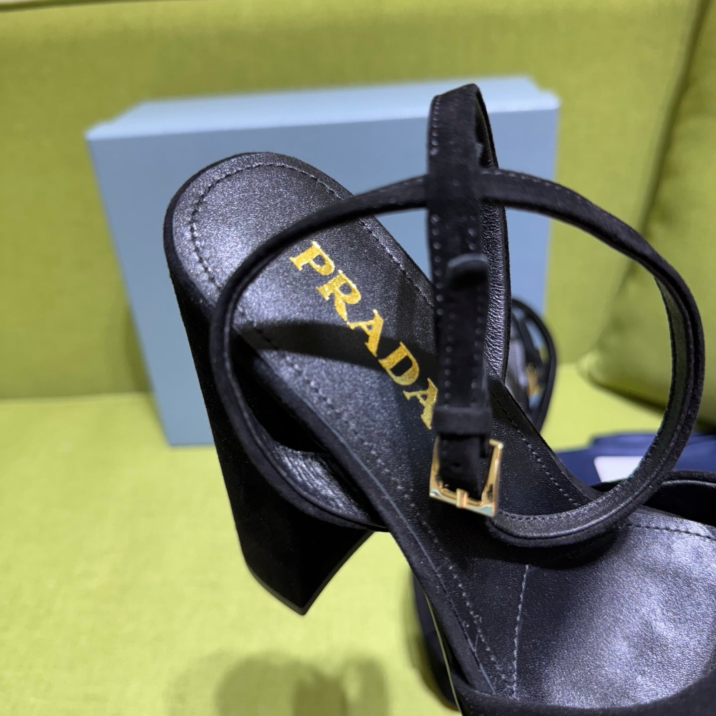 PRADA 25S HIGH-HEEL SANDALS 140 MM IN BLACK SUEDE STYLE 1 - 35