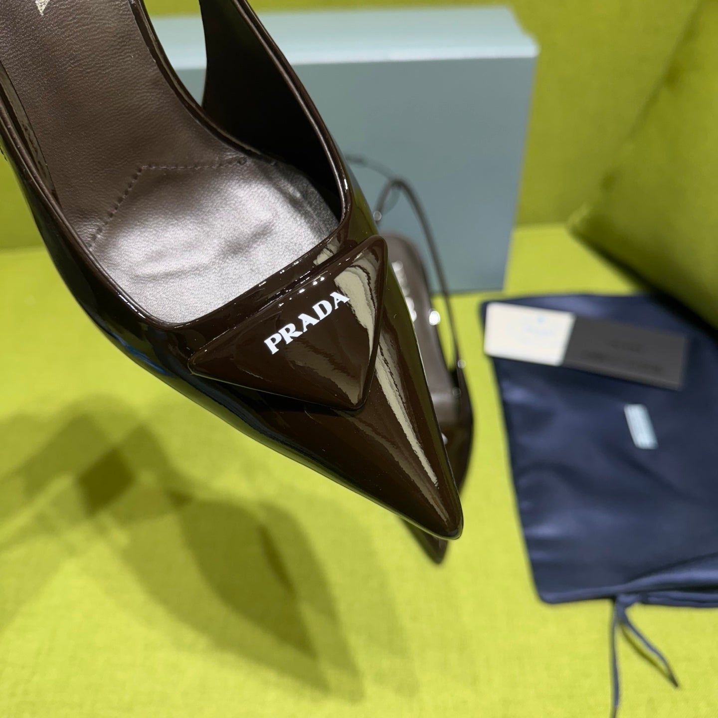 PRADA 25S SLINGBACK HIGH HEELS 75 MM IN DARK RED BROWN GLOSSY CALFSKIN - 35