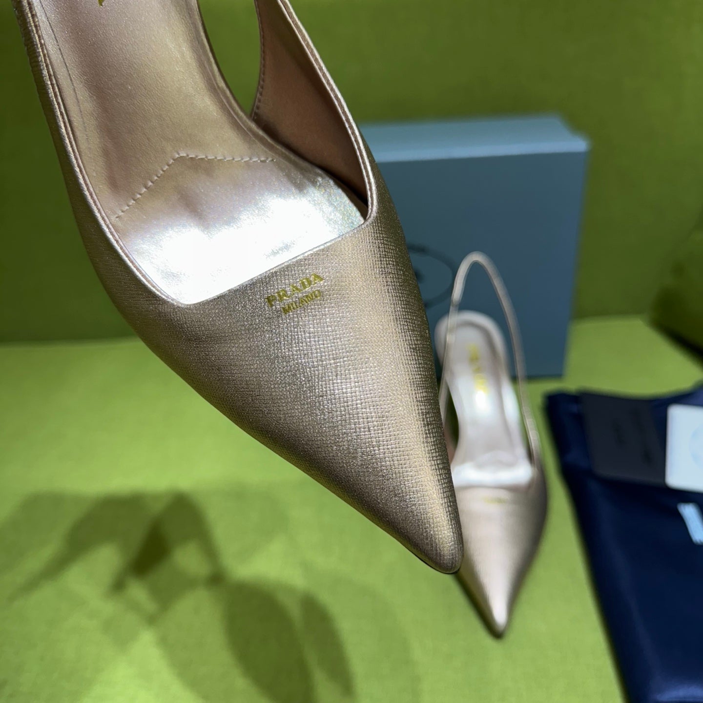 PRADA 25S SLINGBACK HIGH HEELS 75 MM IN ROSE GOLD SHEEPSKIN - 35