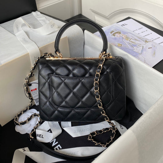 МАЛЕНЬКА СУМКА CC 20 FLAP BAG З ЧОРНОЇ ТЕЛЯЧОЇ ШКІРИ З ЛАНЦЮЖКОМ