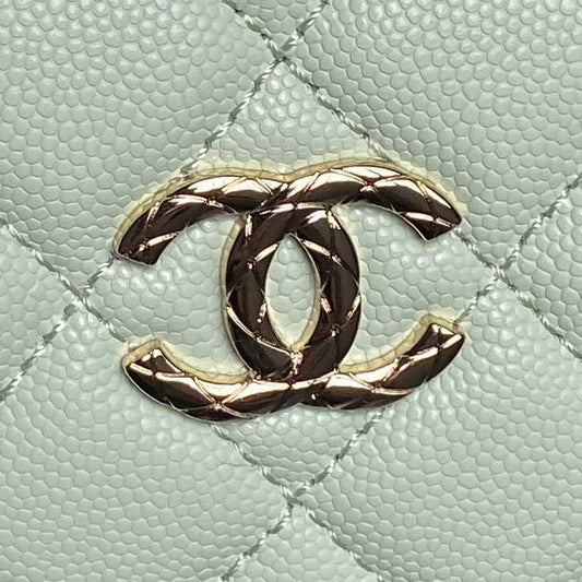 CHANEL 25S COCO CRUSH HANDLE BAG 19 ЗІ СВІТЛО-ЗЕЛЕНОЇ ІКРЯНОЇ ШКІРИ