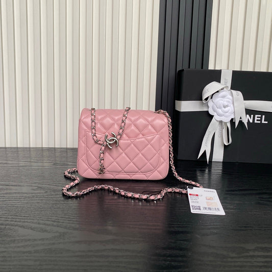 CHANEL 25S МІНІ СУМКА З КЛАПАНОМ 18 З РОЖЕВОЇ ТЕЛЯЧОЇ ШКІРИ