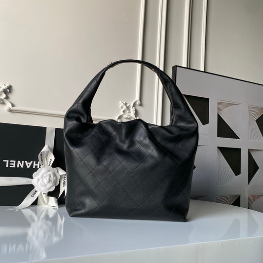CHANEL 25S СУМКА-ХОБО 45 З ЧОРНОЇ ОВЕЧОЇ ШКІРИ