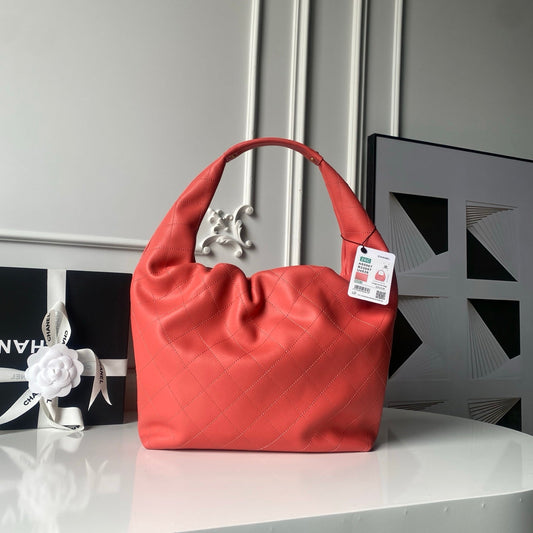 CHANEL 25S СУМКА HOBO 45 З КОРАЛОВОЇ ЧЕРВОНОЇ ОВЕЧОЇ ШКІРИ