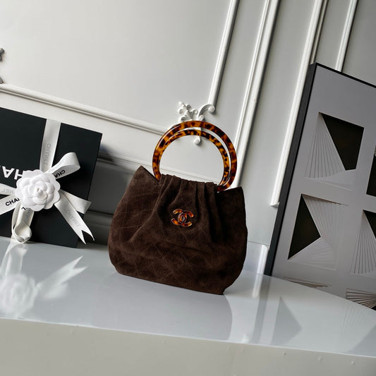 СУМКА CHANEL 26S HAND BAG 24 З ТЕМНО-КОРИЧНЕВОЇ ЗАМШІ
