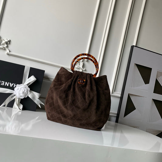 Сумка CHANEL 26S, 32, темно-коричнева замша