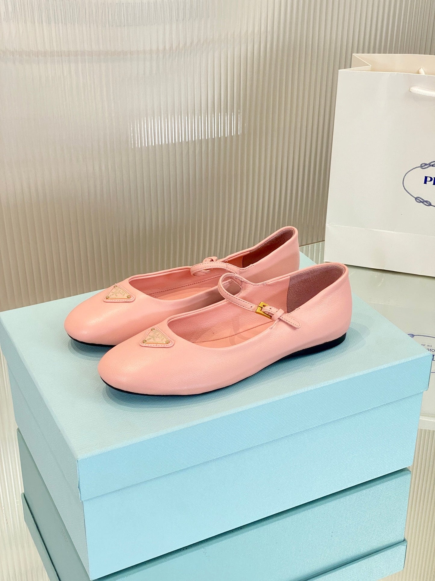PRA NAPPA MARY JANE FLAT ROSE LAMBSKIN - 35
