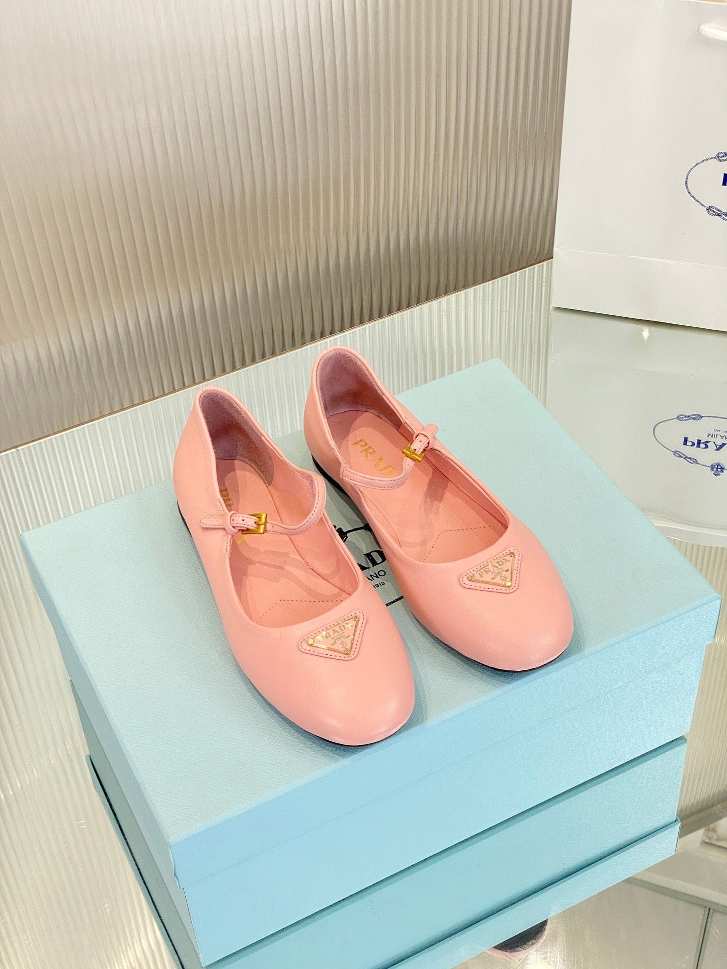 PRA NAPPA MARY JANE FLAT ROSE LAMBSKIN - 35