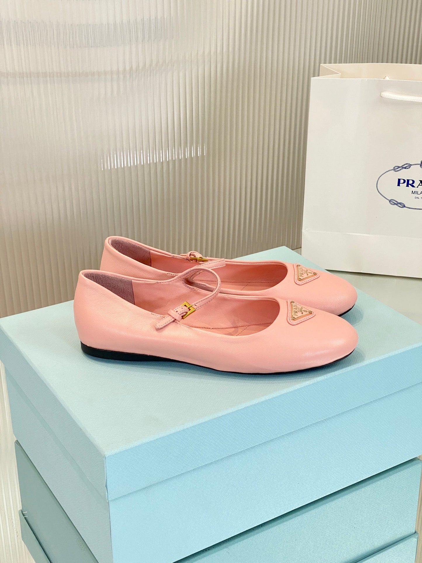 PRA NAPPA MARY JANE FLAT ROSE LAMBSKIN - 35